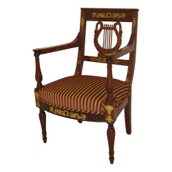 红木儿童 Directoire 扶手椅，饰有青铜色，……