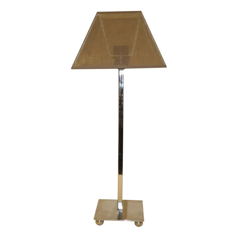 Lampe “Romarin” petit modèle chromée avec abat-jour carré. - Moinat - Lampes de table