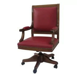 Directoire style rotating office armchair in walnut …