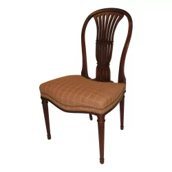 Stuhl im englischen Stil aus Mahagoni mit Stoff bezogen …