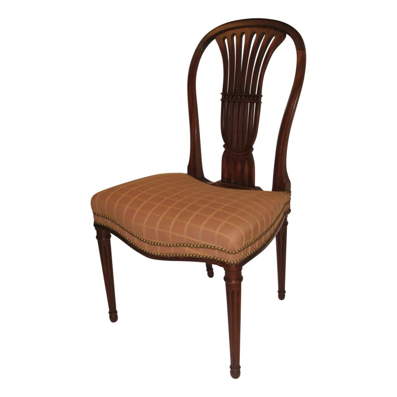 Chaise de style anglais en acajou recouverte de tissu à … - Moinat - Chaises