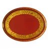 Sheet metal tray painted red with yellow decor. Period 19th … - Moinat - Plates