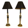 Pair of Empire style candlesticks in chiseled and gilded bronze … - Moinat - Table lamps