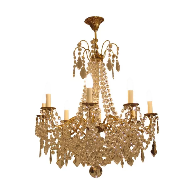 Louis XVI style chandelier in gilded bronze with 8 lights. - Moinat - Chandeliers, Ceiling lamps