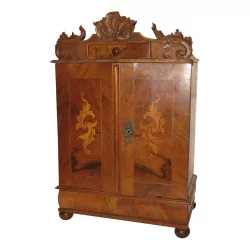 Miniature Baroque cupboard in carved walnut with 2 …