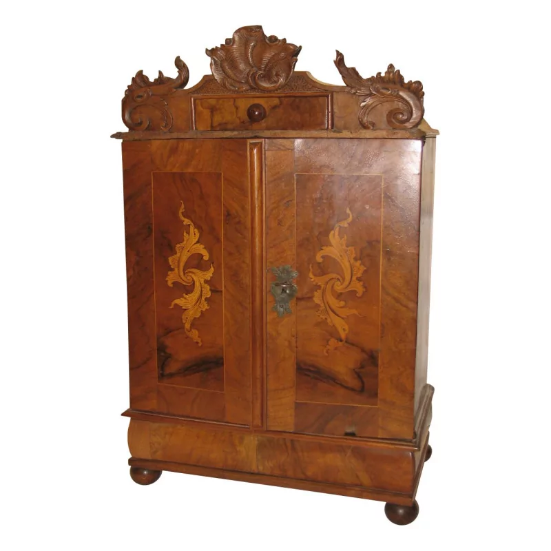 Miniature Baroque cupboard in carved walnut with 2 … - Moinat - Cupboards, wardrobes