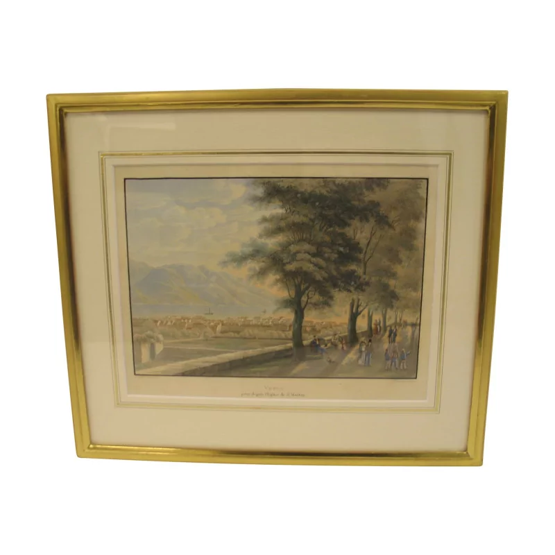 Color engraving of Vevey - view taken from the church of Saint … - Moinat - VE2022/1