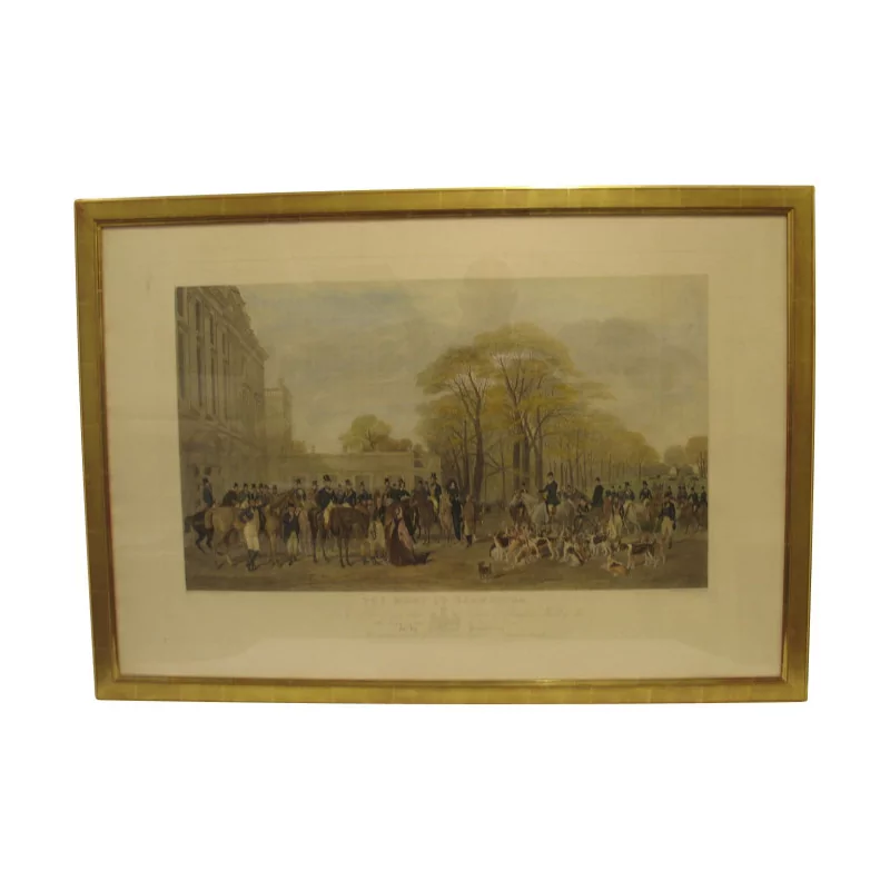 Painted engraving “The Meet at Badminton”. England, 19th … - Moinat - Prints, Reproductions