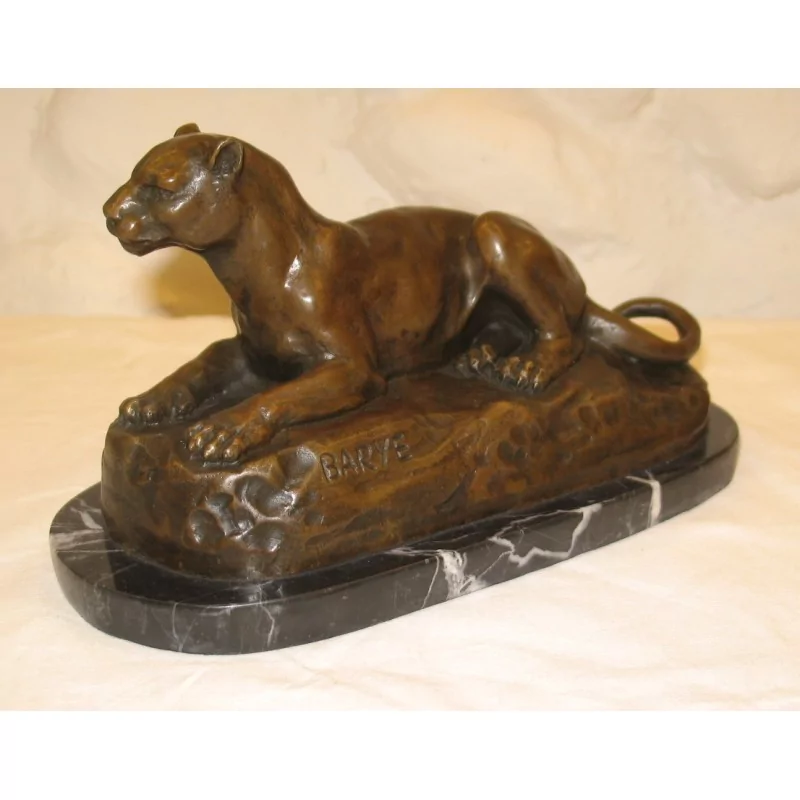 Bronze “Panthère” patiné avec socle en marbre noire, signé … - Moinat - Bronzes