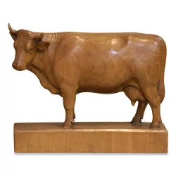 头木雕布里恩茨母牛。瑞士，19 世纪。
