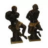 Pair of “Black Slaves” bronzes in patinated bronze. - Moinat - Bronzes