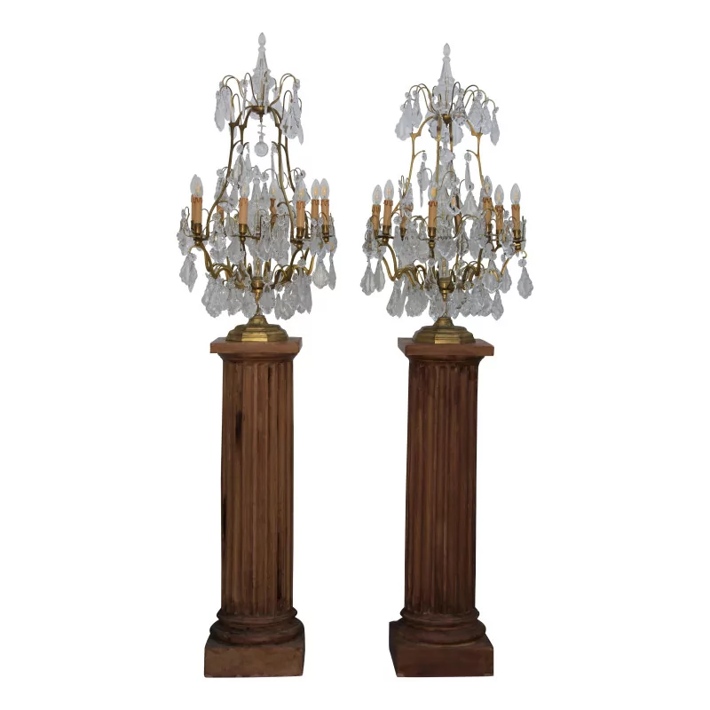 Paar Leuchten aus Terrakottasäulen … - Moinat - Tischlampen