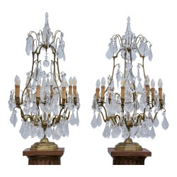 Pair of light fixtures made up of terracotta columns