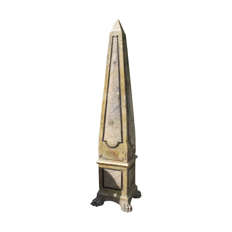 Paar Obelisken aus gelbem und grauem Verona-Marmor … - Moinat - Säulen, Torcheren, Mohrenfiguren
