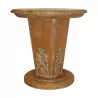 Round pedestal table in carved and patinated wood with marble top - Moinat - End tables, Bouillotte tables, Bedside tables, Pedestal tables