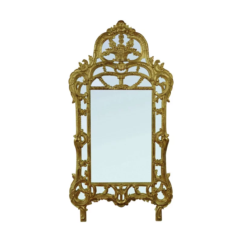 Miroir de style Louis Xv en bois sculpté et doré. - Moinat - Glaces, Miroirs