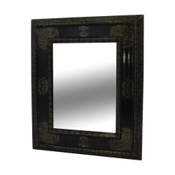 Miroir rectangulaire de style Florentin noir avec décor …