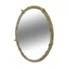 面带白色古铜色雕刻木材的“树干”椭圆形镜子。 - Moinat - 镜子