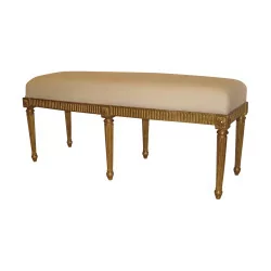 Louis XVI style bench in carved and gilded wood, upholstered …