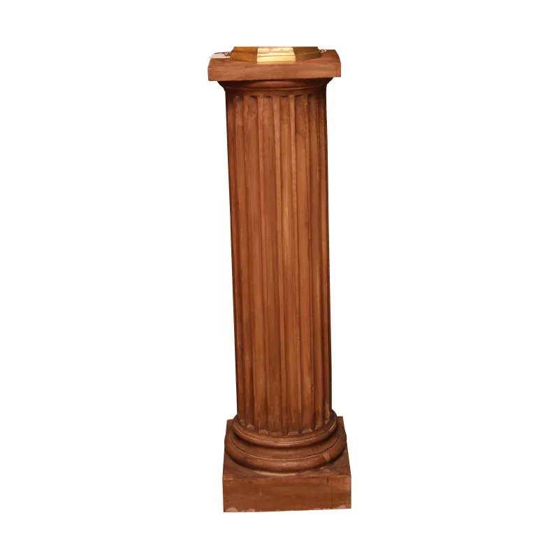 рифленая колонна в стиле Людовика XVI из патинированной терракоты. - Moinat - Колонны, Торшеры - подсвечники, Нубийцы