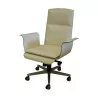 verstellbarer Bürosessel „Wing“, aus weißem Leder mit … - Moinat - Armlehnstühle, Sesseln