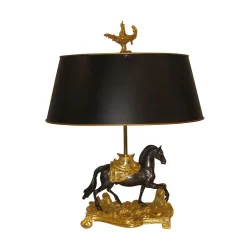 Bouillotte-Lampe Louis XV „Pferd“ aus vergoldeter Bronze, mit …