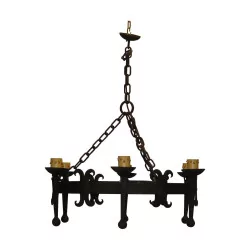 wrought iron chandelier with 6 lights.