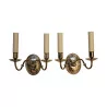 Pair of silvered bronze sconces with crystal peg … - Moinat - Wall lights, Sconces