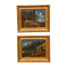 Paire de tableaux, huile sur toile “Les Poules”, signé V. … - Moinat - VE2022/1