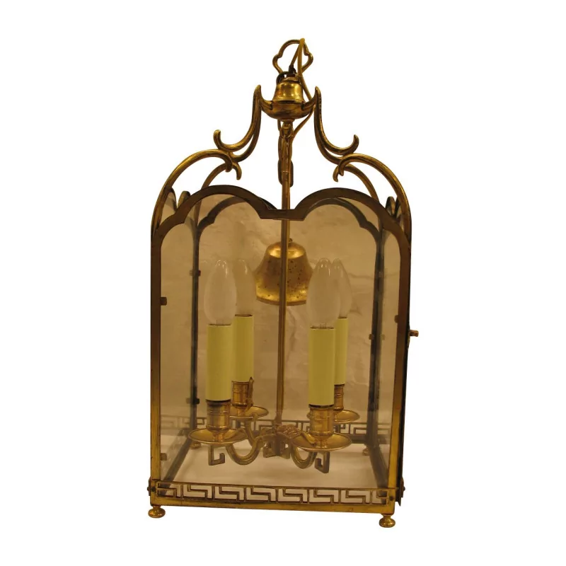 Lantern with 4 lights in gilded bronze, “Greek” models. - Moinat - Chandeliers, Ceiling lamps