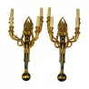 Paar Wandlampen im Empire-Stil aus ziselierter und vergoldeter Bronze, … - Moinat - Wandleuchter