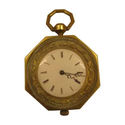 alcove clock in chiseled and gilded bronze, in good condition. Era :