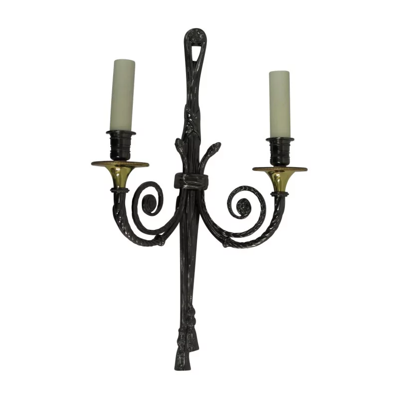 Louis XVI style wall light gunmetal and gold with 2 lights. - Moinat - Wall lights, Sconces