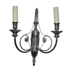 Chrom- und anthrazitgraue Wandlampe im Louis XVI-Stil mit 2 …