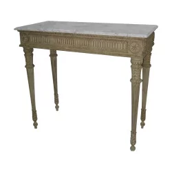 Louis XVI style console in sculpted wood with gray patina …