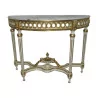 Console demi-lune de style Louis XVI en bois sculpté patiné … - Moinat - Consoles, Dessertes, Dos de canapé