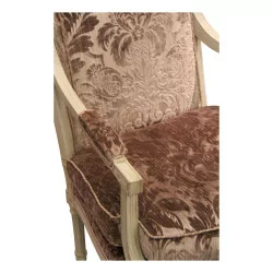 Paar „à la Reine“-Sessel aus grau lackiertem Nussbaumholz …