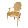 Paire de fauteuils Louis XVI médaillon, peint, avec galettes. - Moinat - Fauteuils