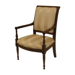 Miniature Walnut-coloured Directoire armchair covered with fabric …