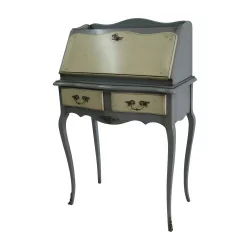 Louis XV donkey desk in cherry wood with gray and ivory patina