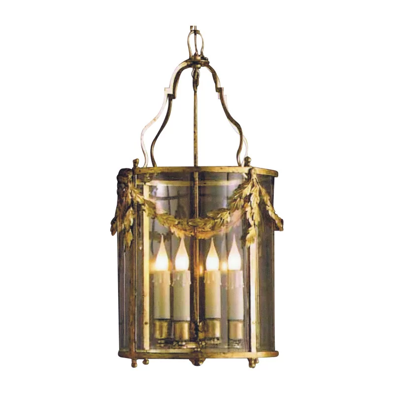 1 个路易十六风格的“Laurier”圆形灯笼，手工镀金铁…… - MOINAT