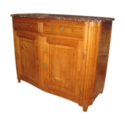 Louis XVI sideboard in carved and curved cherry wood with 2 doors and