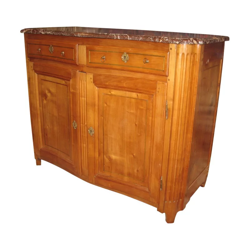 个路易十六餐具柜，采用雕刻和弯曲樱桃木制成，带 2 个门和 - Moinat - 衣柜, Bars, 餐具柜, Dressers, Chests, Enfilades