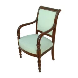 Charles X armchair in mahogany, with baluster legs, upholstered in …