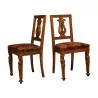 Paire de chaises Empire, lyre et cariatides en bois sculpté et … - Moinat - Chaises