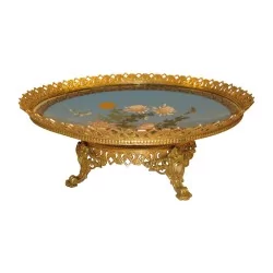 件景泰蓝珐琅盘，带青铜长廊和底座……