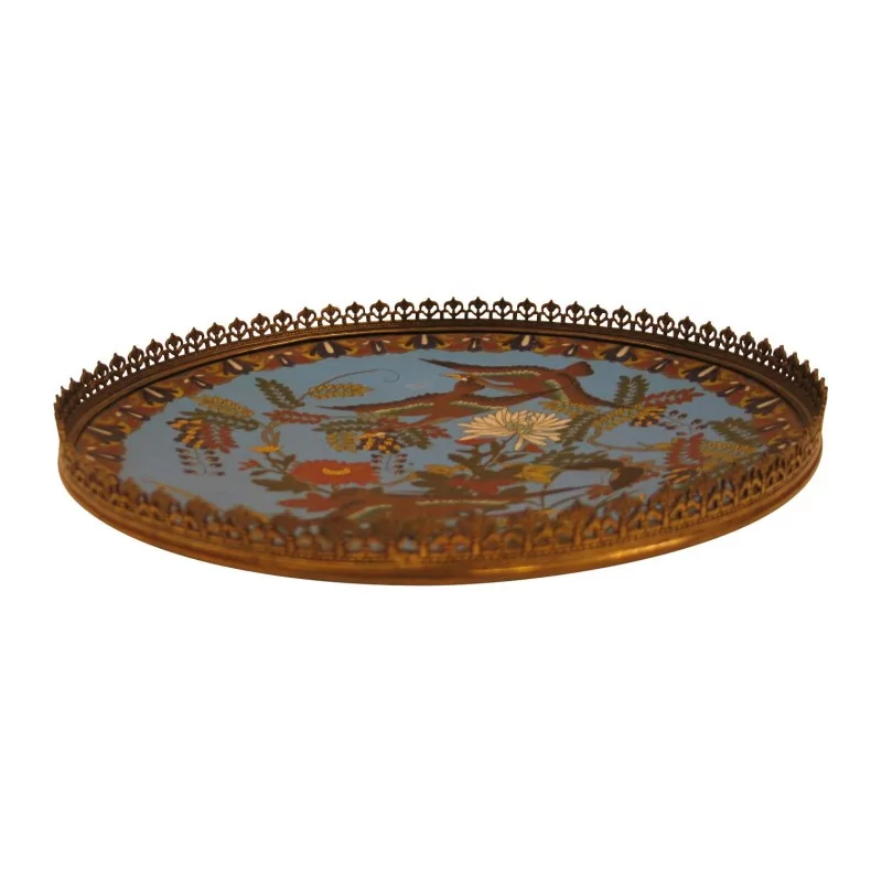 Cloisonné and enamelled dish with chiseled bronze gallery and … - Moinat - Chinaware, Porcelain