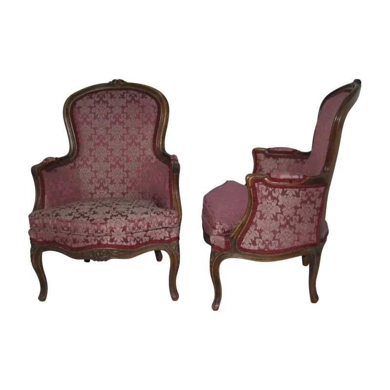 Pair of Louis XV style children's armchairs in carved walnut, - Moinat - Armchairs