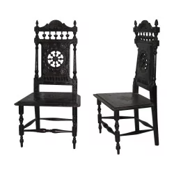 Pair of Henry II miniature carved oak chairs. Era …