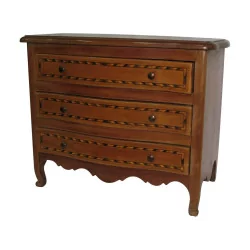 Louis XV style miniature chest of drawers inlaid in cherry wood with …